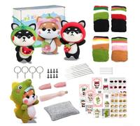 Juego de material de fieltro para muñecas de fieltro y figuras de animales, incluye almohadilla de espuma y guía visual paso a paso en inglés