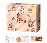 Juego de Material Escolar con Capibara,Estuche de Capibara para Niños | Materiales para la Vuelta al Cole con Cuadernos, Notas Adhesivas, Pegatinas, Lápices y Más Artículos de Papelería