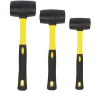 Juego de mazos de goma - 3 tamaños (8 oz, 16 oz, 32 oz) - Cabezales de mazo de goma de retroceso bajo duradero con agarre seguro de fibra de vidrio y asas de goma