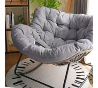 Juego de mecedora de patio de gran tamaño con reposapiés, cómodo sillón reclinable tapizado, cojines gruesos, silla moderna gris para relajación al aire libre