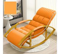 Juego de mecedora y reposapiés de ocio de gran tamaño, respaldo ajustable y reposapiés, reclinable para patio al aire libre, cómodo balancín para sala de estar, color naranja