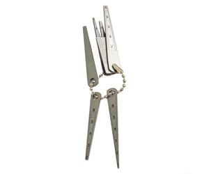 Juego de medidores cónicos de acero inoxidable con regla de bolsillo de 7 piezas, medidor de cuña para pruebas de medición, inspección industrial