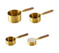 Juego de medidores de acero inoxidable | Cucharas de tazas plateadas y | Tamaños completos de 250 ml, 125 ml, 80 ml, 60 ml para medir alimentos secos con precisión mientras horneas y cocinas