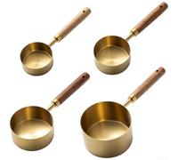 Juego de medidores de acero inoxidable que incluye cucharas y tazas, 8 piezas con mango de madera de nogal para una ejecución consistente de recetas (J)