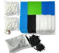 Juego de medios de filtro compatibles para Juwel Compact/Bioflow 3.0 M, algodón filtrante acuario (2 esponjas azules (finas), 1 esponja azul (gruesa), 1 esponja verde, 2 esponjas de carbón activo, 5