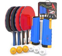 Juego de Mejores Palas de Ping Pong, Raquetas y Pelotas de Tenis de Mesa Profesionales, Red Retráctil con Postes y Estuche de Almacenamiento, Accesorios de Mesa de Juego y Paleta de Ping Pong
