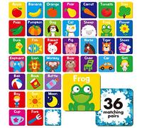 Juego de Memoria, 72 PCS Primeras Palabras Tarjetas de Emparejamiento para Niños Pequeños 36 Pares de Tarjetas de Memoria Juguetes Educativos para Preescolar 4 5 6 Años de Edad