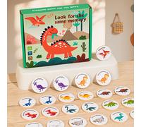 Juego de Memoria de Dinosaurios de Madera con Tablero Abatible, Juguete de Madera para Entrenamiento de Concentración, Rompecabezas de Educación Temprana