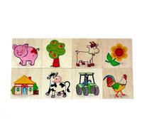 Juego De Memoria De Juguete De Madera Con Motivos De Granja 50x3x50mm NUEVO