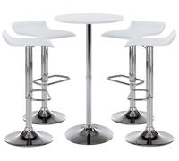 Juego de mesa & 4 taburetes de bar esberg simil cuero blanco