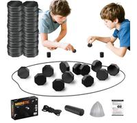 Juego de Mesa Ajedrez Magnético, Ajedrez Magnético (20 imanes) + 1* Bolsa + 1*Cuerda - Juegos de Mesa Imanes, Tablero de Ajedrezs Portátil para Familiares y Amigos Fiesta Viaje Acampar (Negro)