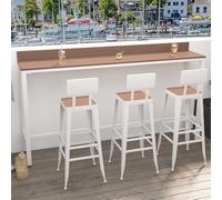 Juego de mesa alta de bar con 3 taburetes de diseño industrial, mesa de comedor alta para exteriores, mesa de altura para apartamento, cocina, sala de estar (blanco, 63 x 41.3 pulgadas)