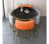 Juego de mesa apilable con 4 sillas, mesa de recepción redonda y sillas para negociación, reuniones y espacios pequeños, muebles de comedor modernos que ahorran espacio