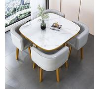 Juego de mesa apilable con 4 sillas, mesa de recepción redonda y sillas para negociación, reuniones y espacios pequeños, muebles de comedor modernos que ahorran espacio