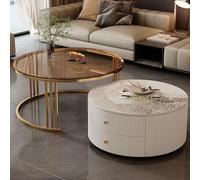 Juego de mesa auxiliar anidable con gran almacenamiento para sala de estar, dormitorio, oficina, balcón, apartamento, uso moderno para un fácil mantenimiento y ahorro de espacio (Abigarrado redondo