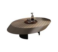 Juego de mesa auxiliar de madera, 2 piezas con taburete de cajón anidado, parte superior de nogal y base dorada, muebles funcionales para decoración moderna del hogar