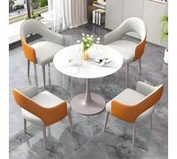 Juego de mesa auxiliar redonda para cocina y comedor, elegante juego de mesa y silla naranja para oficina, recepción, salón y sala de estar, muebles modernos para el hogar y la empresa
