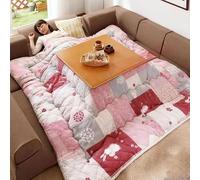 Juego De Mesa Calefactora Kotatsu Escritorio De Suelo Con Estufa De Estilo Japonés De 80/120 Cm Cuatro Juegos Con Calentador Y Manta, Mesa De Centro De Madera Estilo Japonés Para(Pink-B,80*80*40cm)