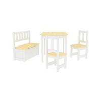 Juego de mesa con 2 sillas y 1 banco para niños lousame pino mdf natural / blanco [en.casa] 60 cm