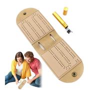 Juego de mesa Cribbage - Tabla de cribbage de viaje de piel sintética con 4 pinzas de metal, juego de cartas plegable compacto para reuniones familiares, picnics | Juego de mesa portátil para jugar en