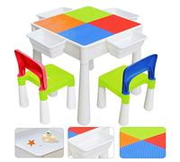 Juego de Mesa de Actividades para niños 3 en 1 con 2 sillas 4 Cajas de Almacenamiento Toboganes Mesa de Agua Mesa de Arena Mesa de Comedor Mesa de Estudio, fácil de Montar