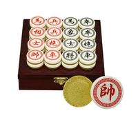 Juego de Mesa de ajedrez Chino Xiangqi con Piezas de ajedrez acrílicas y Tablero de ajedrez de Cuero, ajedrez de Viaje portátil for Juegos de Estrategia de 2 Jugadores(Gold)