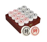 Juego de Mesa de ajedrez Chino Xiangqi con Piezas de ajedrez acrílicas y Tablero de ajedrez de Cuero, ajedrez de Viaje portátil for Juegos de Estrategia de 2 Jugadores(White)