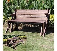 Juego de mesa de banco de picnic convertible, muebles de exterior intercambiables transformables con agujero para sombrilla para jardín, patio, porche, patio