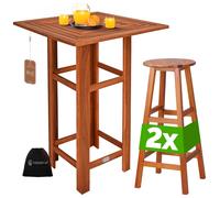 Juego de mesa de bar 3 piezas de madera de acacia