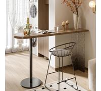 Juego de Mesa de Bar Industrial, Mesa de Bar Estrecha, Mesa de Altura de mostrador con taburetes, Mesa de Desayuno para Cocina, cafetería, apartamento (Juego de 2)(Brown,180cm)