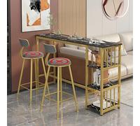 Juego de mesa de bar, mesa de comedor compacta con sillas para 2-4, parte superior de mármol sintético blanco, patas resistentes, diseño moderno fácil de limpiar para el hogar y la oficina