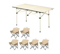 Juego de mesa de camping plegable con 4 sillas, diseño ligero y portátil para exteriores, para fiestas en el jardín, pícnic, barbacoa