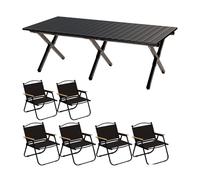 Juego de mesa de camping plegable con sillas, mesa auxiliar plegable de picnic y 4 sillas, ideal para playa, barbacoa, camping y balcón, incluye bolsa de almacenamiento