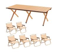 Juego de mesa de camping plegable con sillas, mesa auxiliar plegable de picnic y 4 sillas, ideal para playa, barbacoa, camping y balcón, incluye bolsa de almacenamiento