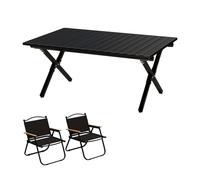 Juego de mesa de camping plegable con sillas, mesa auxiliar plegable de picnic y 4 sillas, ideal para playa, barbacoa, camping y balcón, incluye bolsa de almacenamiento