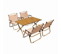 Juego de mesa de camping plegable portátil con 6 taburetes, mesa y sillas al aire libre para viajes a la playa, fiestas en el jardín, barbacoas, 120 cm