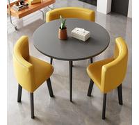 Juego de mesa de centro de cuero con sillas, elegante mesa de salón y cocina para cenas casuales y reuniones de oficina