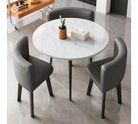 Juego de mesa de centro de cuero con sillas, elegante mesa de salón y cocina para cenas casuales y reuniones de oficina