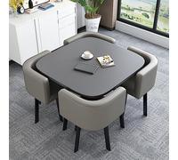 Juego de mesa de centro para sala de conferencias de negocios, pequeña mesa de reunión con sillas para oficinas, tiendas y negociaciones, acabado gris claro