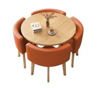 Juego de mesa de cocina redonda para 4 personas con sillas de metal resistentes que ahorran espacio, muebles de comedor para el hogar, apartamento y oficina, diseño moderno para un comedor elegante