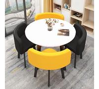 Juego de mesa de comedor amarillo y negro con 4 sillas, moderna mesa de conferencias para 4, muebles de comedor para balcón y cocina, decoración elegante del hogar, perfecta para espacios pequeños