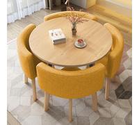 Juego de mesa de comedor con 4 sillas, mesa de cocina redonda, asiento trasero suave, diseño que ahorra espacio para salas de conferencias y cocinas