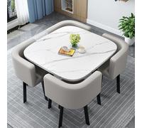 Juego de mesa de comedor con 4 sillas - Moderna mesa redonda cuadrada multifuncional para recepción, mesa de cocina, combinación para comedor