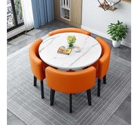 Juego de mesa de comedor con 4 sillas que ahorran espacio, muebles de cocina modernos redondos de 90 cm para pequeños balcones, comedores y reuniones