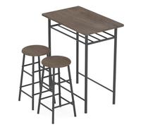 Juego de mesa de comedor con sillas de altura de mostrador, reposapiés con marco de metal, almacenamiento integrado, fácil montaje, ideal para cocina y sala de estar