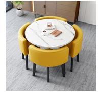 Juego de mesa de comedor con sillas para zonas compactas, mesa de recepción con parte superior de mármol y combinación de sillas