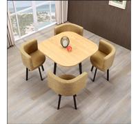 Juego de mesa de comedor contemporánea redonda de 5 piezas con mesa de 80 cm y 4 sillas, ideal para recepción, sala de estar, oficina o cocina, juego de comedor de estilo moderno