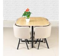 Juego de mesa de comedor cuadrada con 4 sillas, mesa de café y silla combinada para balcón, sala de estar, oficina, solución versátil de muebles