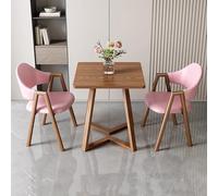 Juego de mesa de comedor cuadrada de 24 pulgadas con 1 mesa de café y 2 sillas tapizadas de piel sintética, perfecto para cocina, oficina, sala de recepción (rosa)
