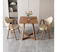 Juego de mesa de comedor cuadrada de 24 pulgadas con 1 mesa de café y 2 sillas tapizadas de piel sintética, ideal para cocina, oficina, recepción, varios colores disponibles.